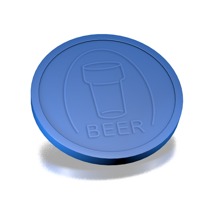 Fichas de plástico con relieve de un vaso de cerveza Ø29 mm - 250 unidades