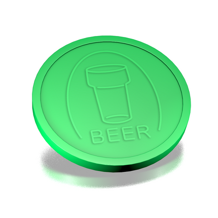 Fichas de plástico con relieve de un vaso de cerveza Ø29 mm - 250 unidades