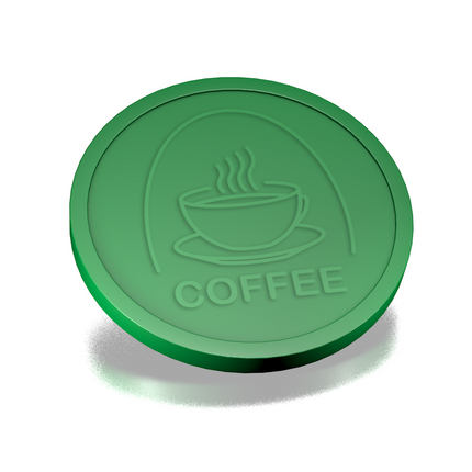 Fichas de plástico con relieve de taza de café Ø29 mm - 250 unidades