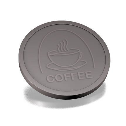 Fichas de plástico con relieve de taza de café Ø29 mm - 250 unidades