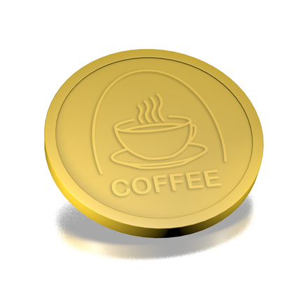 Fichas de plástico con relieve de taza de café Ø29 mm - 250 unidades