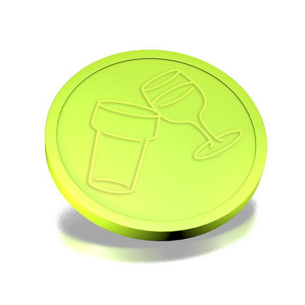 Fichas de plástico en relieve con icono de vaso y copa  Ø29mm - 250 unidades