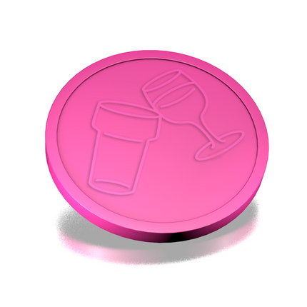 Fichas de plástico en relieve con icono de vaso y copa  Ø29mm - 250 unidades