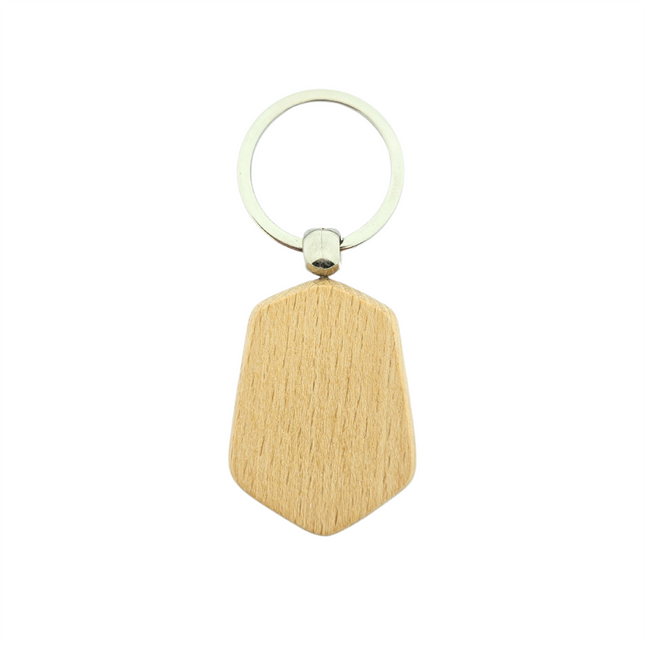 Llavero de madera hexagonal 48x35 mm - Por unidad