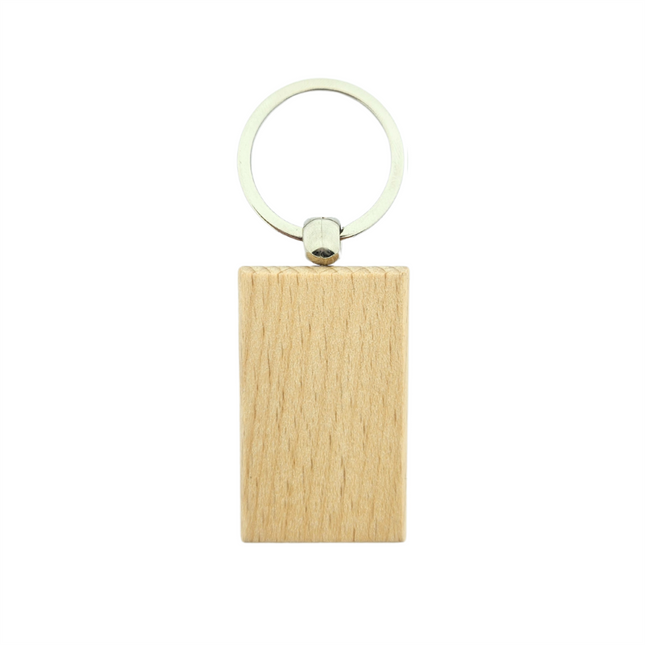 Llavero de madera rectangular 51x32 mm - Por unidad