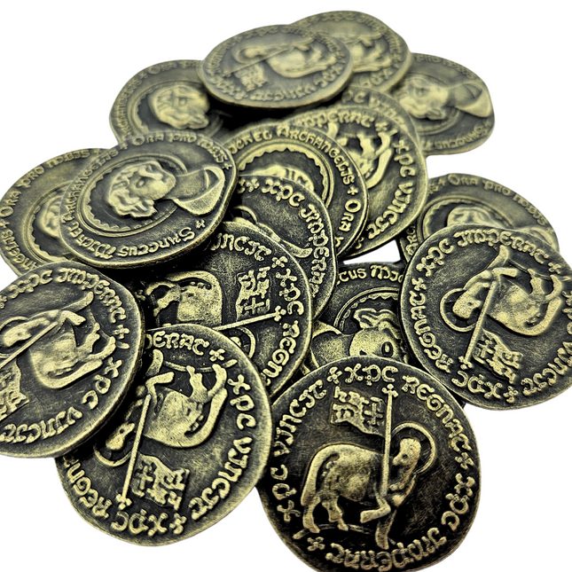 Réplica de moneda medieval, color dorado - 100 unidades