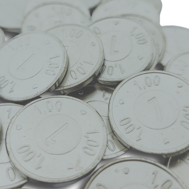 Moneda de acero con número 1 ,Ø23mm - 100 unidades