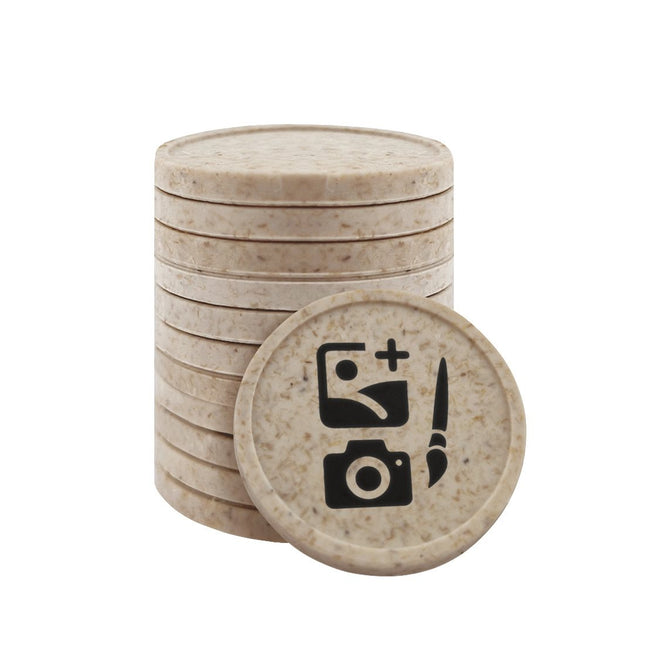 Fichas en fibra de madera personalizadas Ø23 mm - 100 unidades
