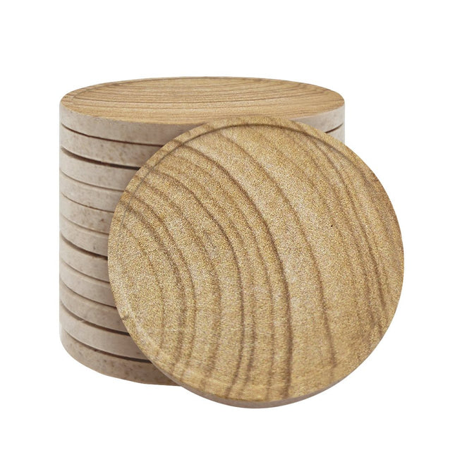 Fichas personalizadas con patrón de madera Ø35 mm - 100 unidades