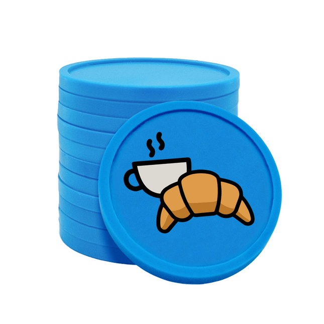 Fichas de plastico croissant y café .Ø29 mm - 100 unidades