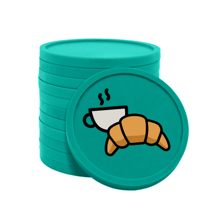 Fichas de plastico croissant y café .Ø29 mm - 100 unidades