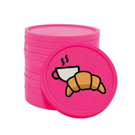 Fichas de plastico croissant y café .Ø29 mm - 100 unidades