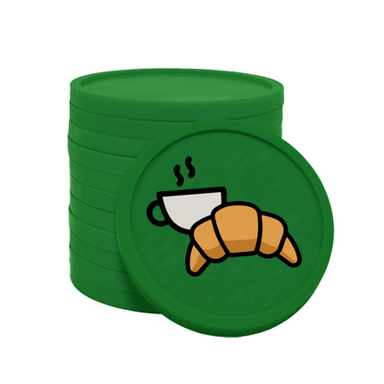 Fichas de plastico croissant y café .Ø29 mm - 100 unidades