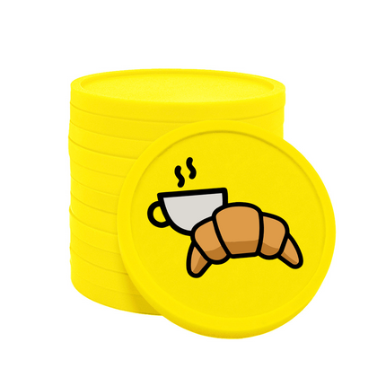 Fichas de plastico croissant y café .Ø29 mm - 100 unidades