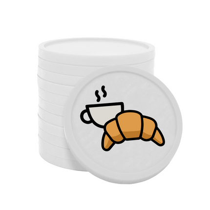 Fichas de plastico croissant y café .Ø29 mm - 100 unidades
