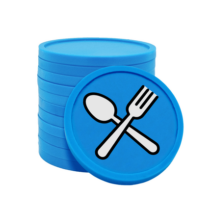 Fichas de plastico cuchara y tenedor Ø29 mm - 100 unidades