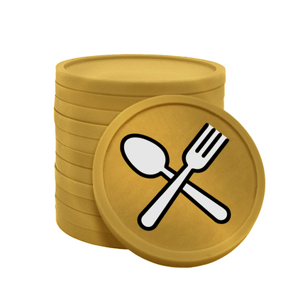 Fichas de plastico cuchara y tenedor Ø29 mm - 100 unidades