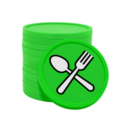 Fichas de plastico cuchara y tenedor Ø29 mm - 100 unidades