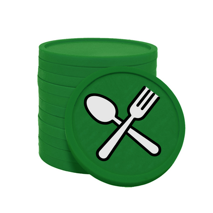 Fichas de plastico cuchara y tenedor Ø29 mm - 100 unidades