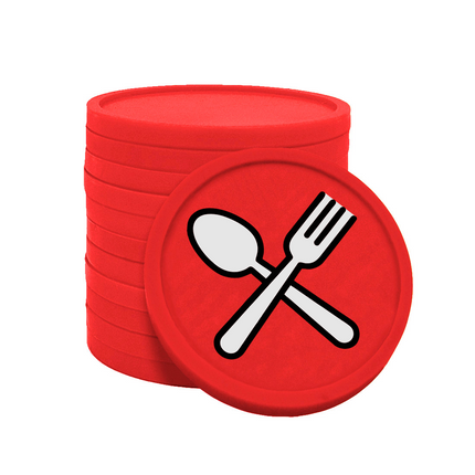 Fichas de plastico cuchara y tenedor Ø29 mm - 100 unidades