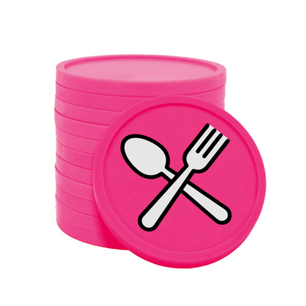 Fichas de plastico cuchara y tenedor Ø29 mm - 100 unidades