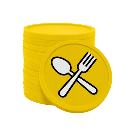 Fichas de plastico cuchara y tenedor Ø29 mm - 100 unidades