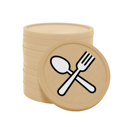 Fichas de plastico cuchara y tenedor Ø29 mm - 100 unidades