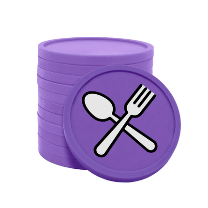 Fichas de plastico cuchara y tenedor Ø29 mm - 100 unidades