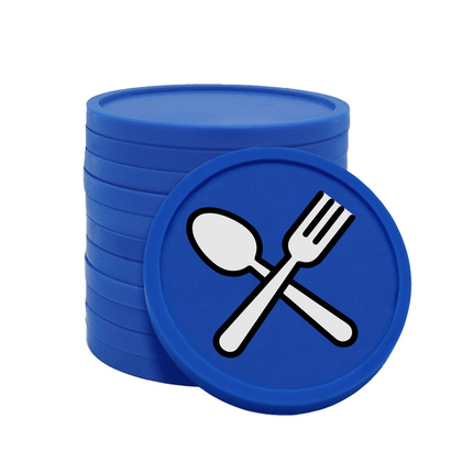 Fichas de plastico cuchara y tenedor Ø29 mm - 100 unidades