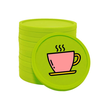 Fichas de plastico icono cafe en rosado Ø29mm - por 100 unidades