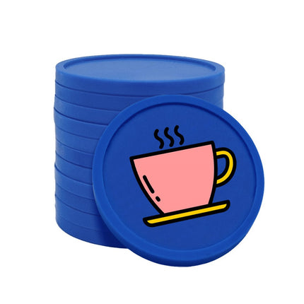 Fichas de plastico icono cafe en rosado Ø29mm - por 100 unidades