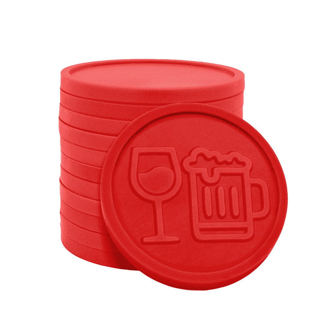 Fichas de plástico en relieve con icono de vino/cerveza  Ø29mm - 250 unidades