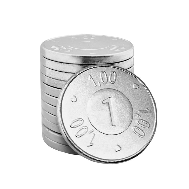 Moneda de acero con número 1 ,Ø23mm - 100 unidades