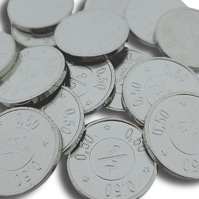 Moneda de acero con número ½  Ø24mm - 100 unidades