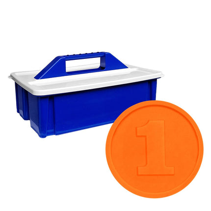 Caja de almacenamiento con fichas de plastico numero 1  Ø29 mm - 2000 unidades