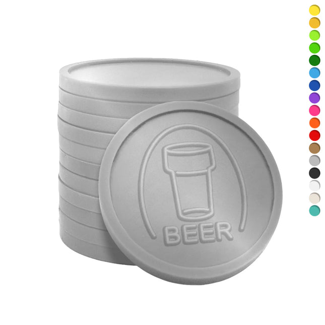 Fichas de plástico con relieve de un vaso de cerveza Ø29 mm - 250 unidades