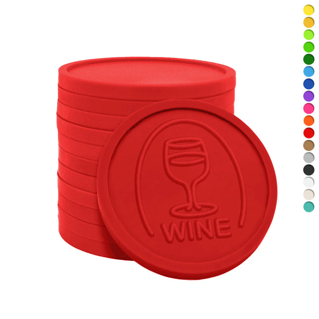 Fichas de plástico con relieve copa de vino Ø29 mm - 250 unidades