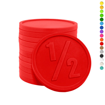 Fichas de plástico con 1/2 en relieve Ø29 mm - 250 unidades