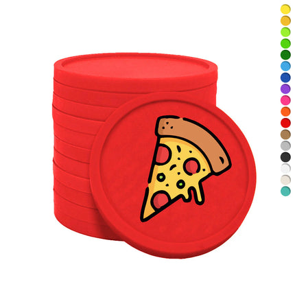Fichas de plastico icono de pizza Ø29mm - 100 unidades