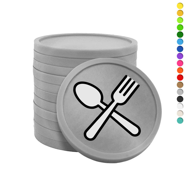 Fichas de plastico cuchara y tenedor Ø29 mm - 100 unidades