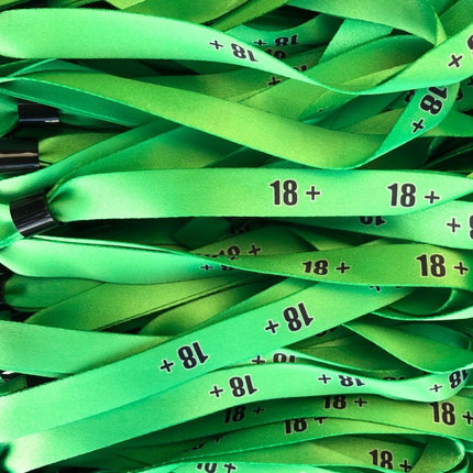 Pulseras de tela 18+ verde - 100 unidades