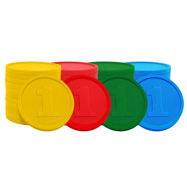 Fichas de plastico con el número 1 Ø29 mm - juego de 4 colores - 1000 unidades