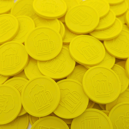 Fichas de plastico de jarra de cerveza en relieve Ø29 mm - 250 unidades