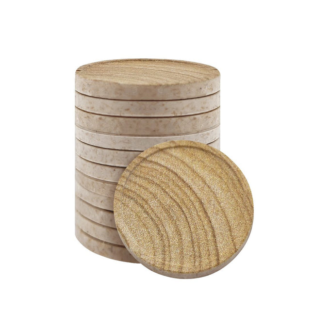 Fichas personalizadas con patrón de madera Ø23 mm - 100 unidades