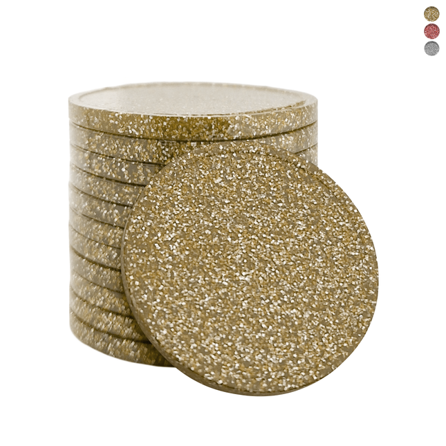 Fichas de plastico con brillantina  Ø29 mm - 100 unidades