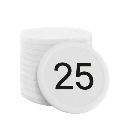 Fichas plastico numeradas 1-100 Ø28 mm - 100 unidades