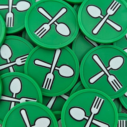 Fichas de plastico cuchara y tenedor Ø29 mm - 100 unidades