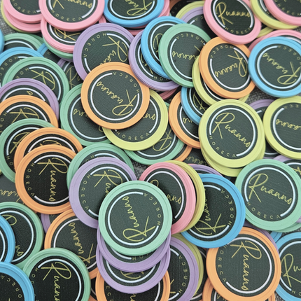 Fichas de plastico reciclado mezcla personalizadas Ø29mm - 108 unidades