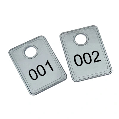 Ficha para guardarropa plateada  Tiffany 36 x 50 mm Personalizada - Por unidad