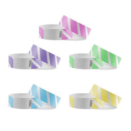 Pulseras de Tyvek rayadas 
mezcla de colores  - 100 unidades
